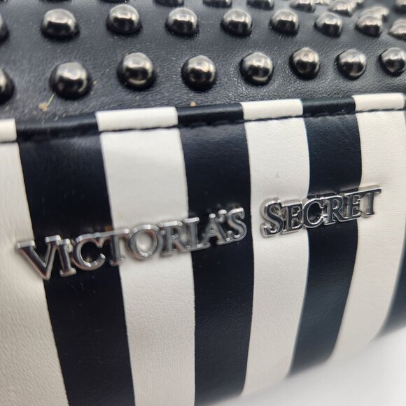 Victorias Secret Island Tote Bag Stud Pouch Beach Pink Black Stripe Travel 2016 - Picture 8 of 16